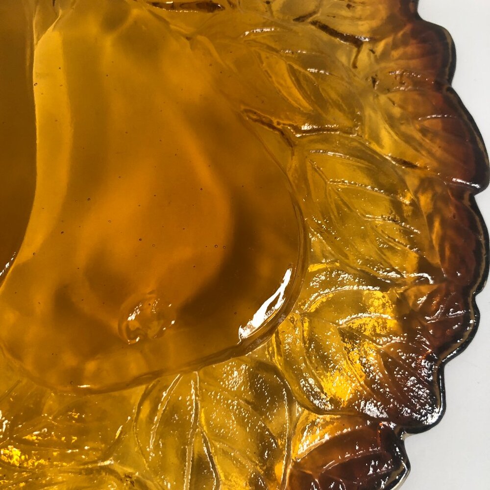 Indiana Glass Amber Pear Dish | Pressed Glass Fruit Pattern | Serving Plate - Picture 4 of 7